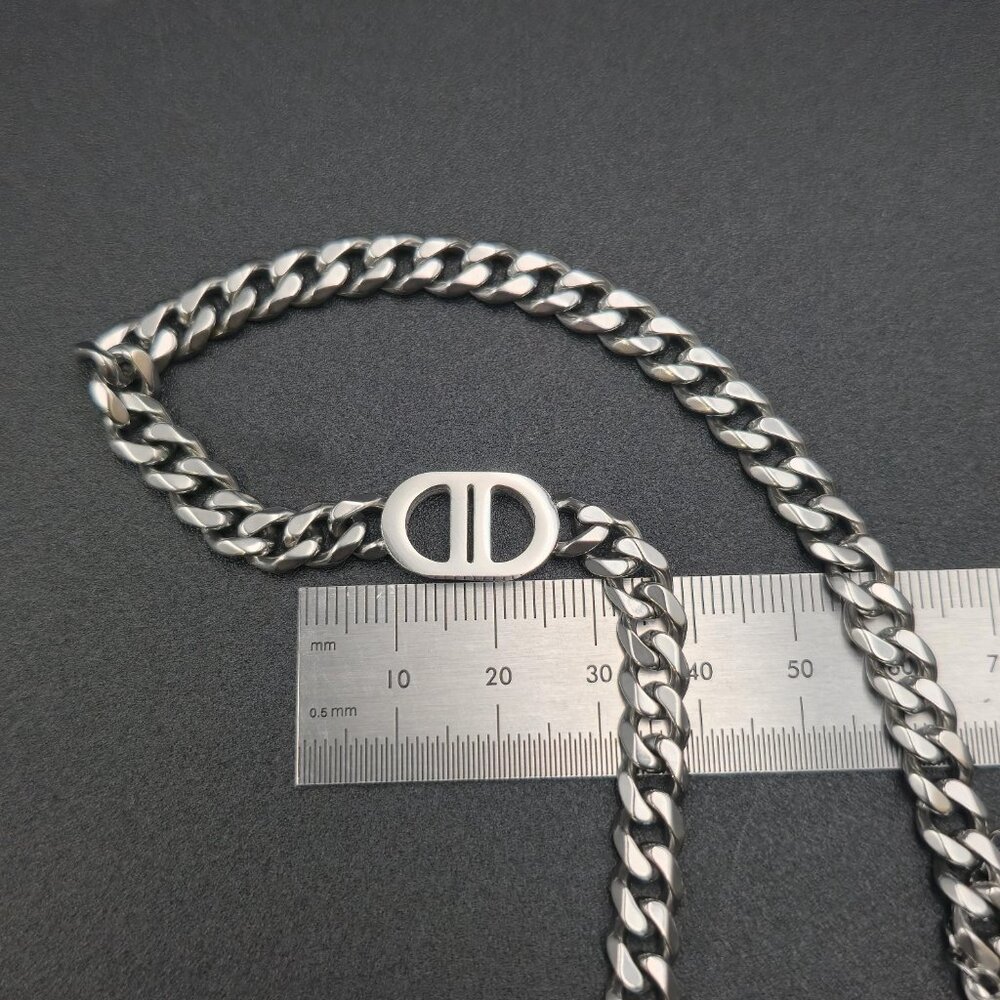 16+2 Inch Stylish Symbol Curb Chain Necklace B1088 - Picture 6 of 7